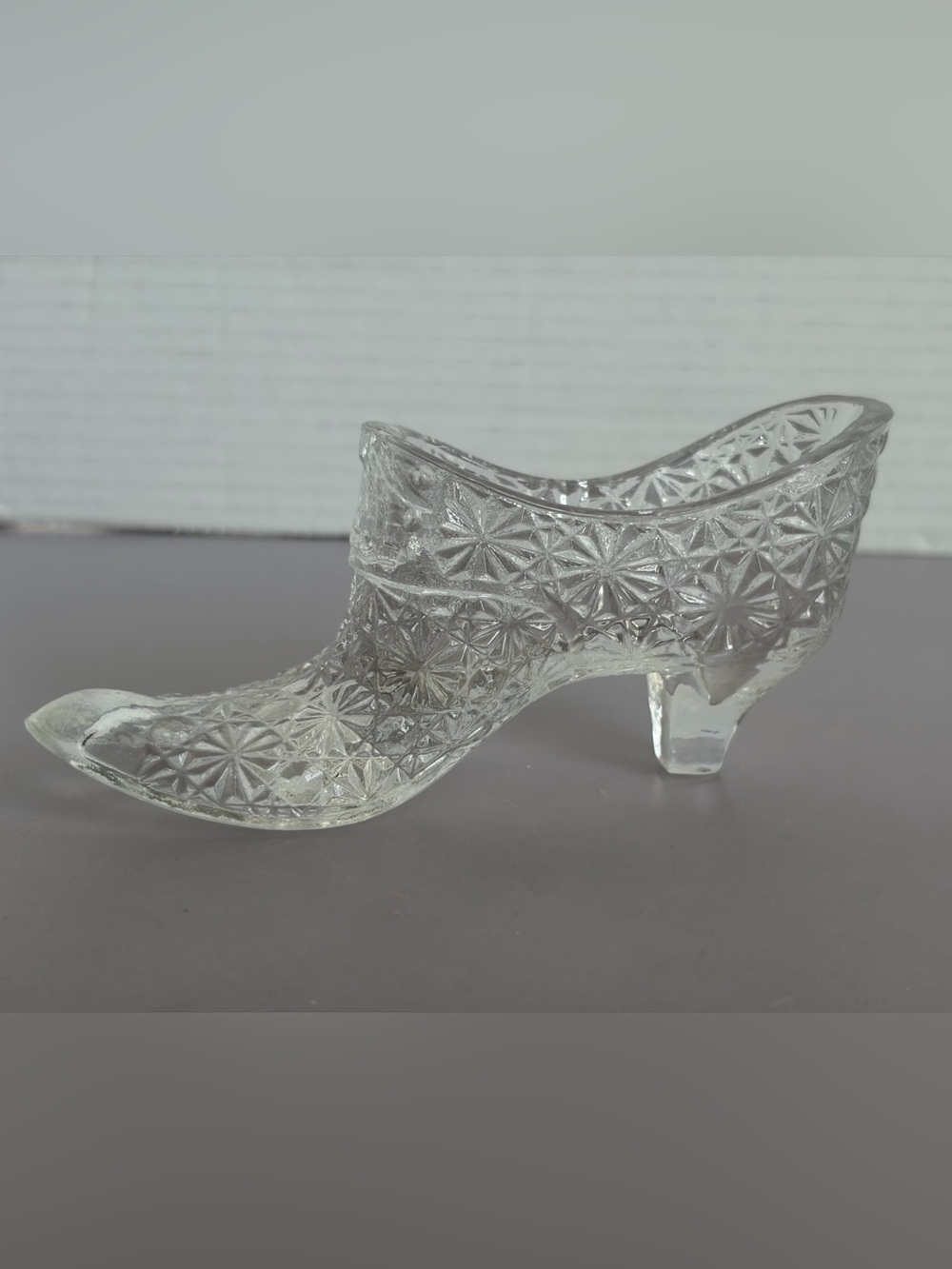 Vintage Fenton slipper shoe crystal clear